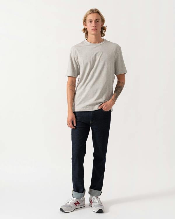 Model wearing the BOSS Orange TChup Mens Crew Neck Small Logo T-Shirt  - Open Grey 086