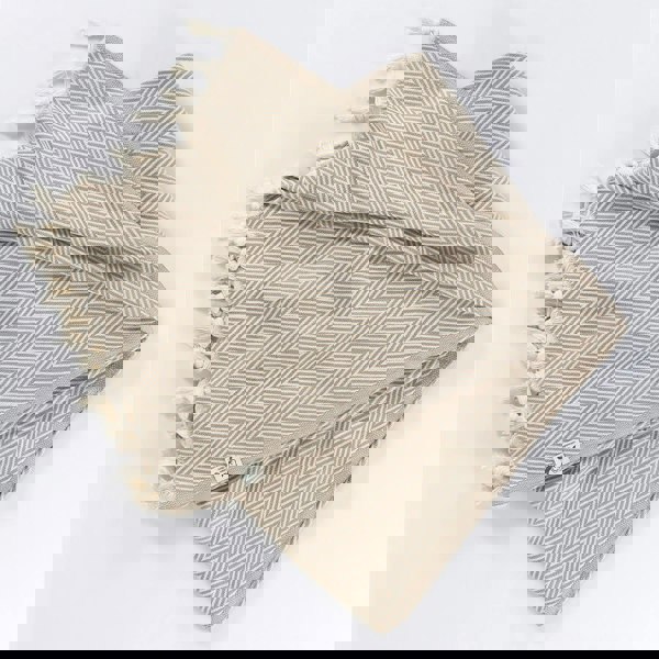 Cotton Chevron Throw Blanket, Beige