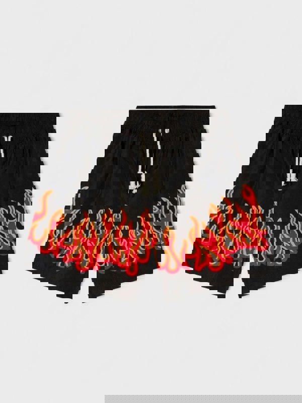 Palm Angels Burning Flames Print Swimshort Black - Supplied FashionPalm Angels