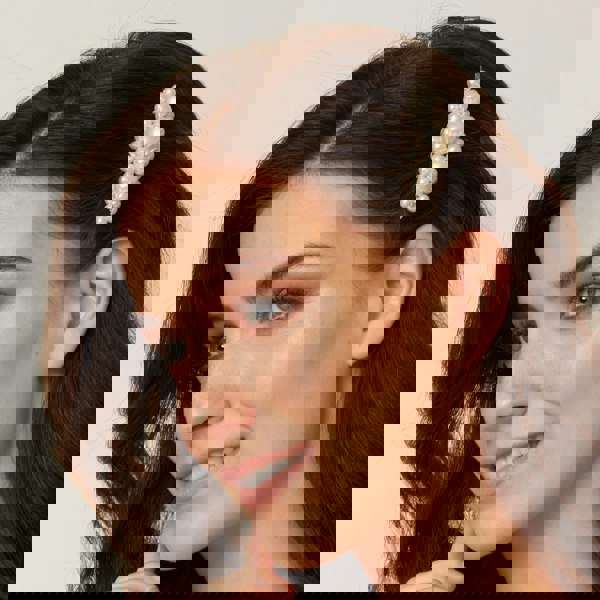 pearl hair slides large gold hair down