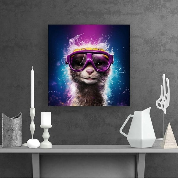 Warren Reed Splashart Ferret Purple Canvas