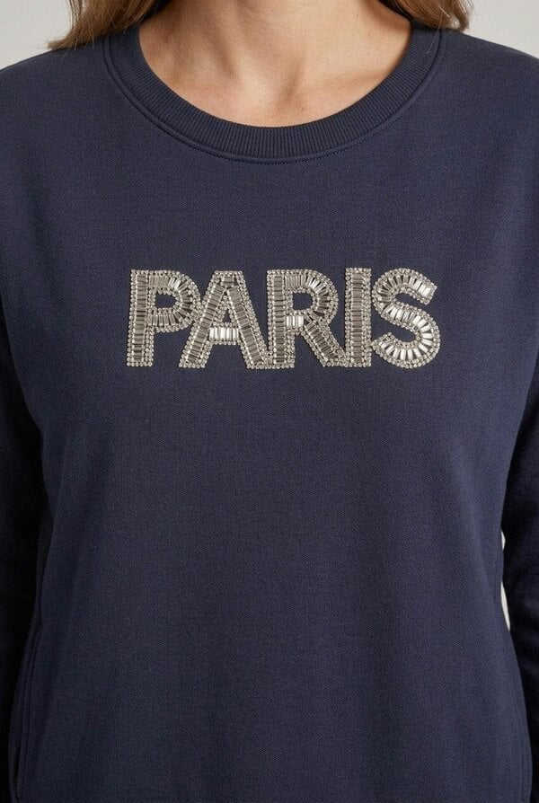 Izabel London Paris Embellished Relaxed Sweatshirt