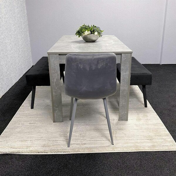Kosy Koala Grey Wooden Dining Table Set with 2 Grey Velvet Chairs and 2 Black Benches ? Dining Room Furniture
