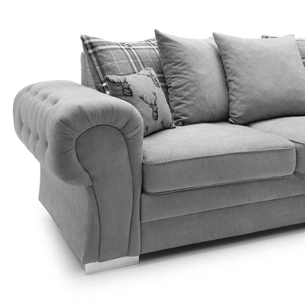 Milan Chesterfield Fabric 3 Seater Sofa - Scatter Back - 3