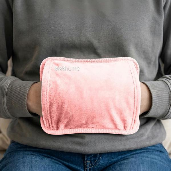 Gr8 Home Rechargeable Electric Hot Water Bottle Plush Hand Pouch Warmer Heat Pad Pink 1L