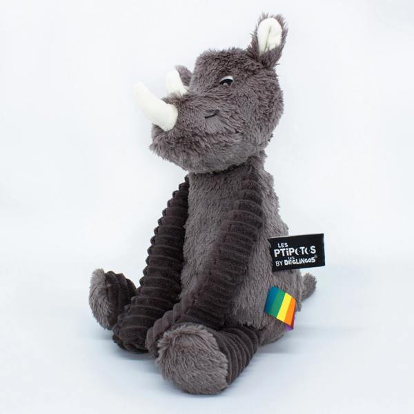Les Deglingos Grosbisou the Rhino Plush - Grey