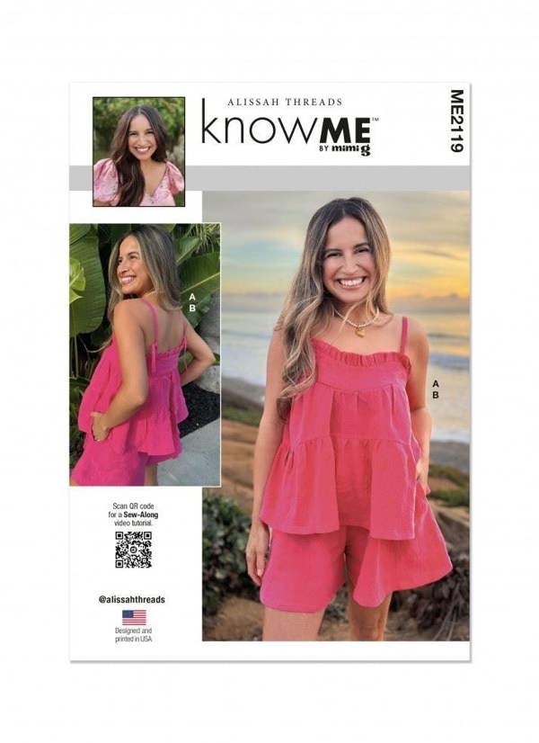 Know Me Sewing Pattern 2119, Tops, Shorts for Women, A (XS-S-M-L-XL-XXL) - Easy