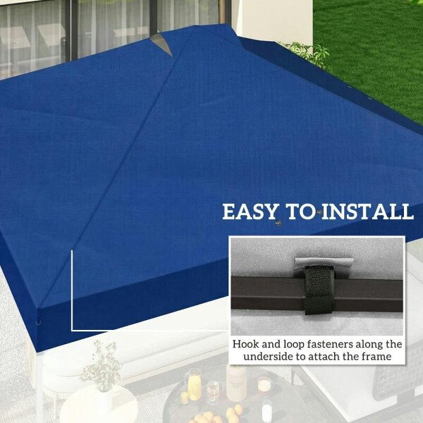 Gazebo Roof Replacement UV50+ Waterproof Pop Up Canopy Cover with 8 Drainage Holes 3 x 3 m Blue