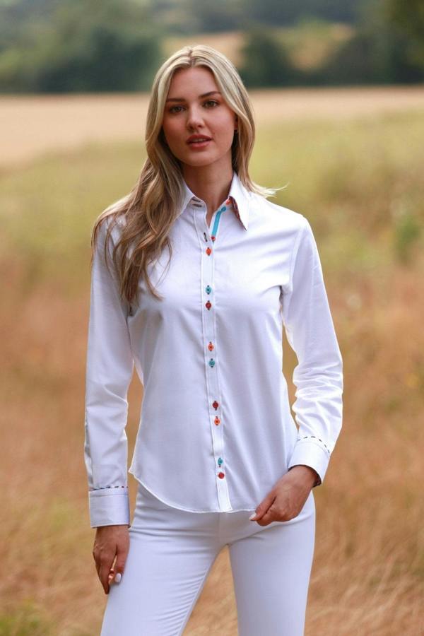CLASSIC WOMENS PLAIN SHIRT WITH HOUNDSTOOTH INSERT - Premium Men's Patterned Shirt by Claudio Lugli | Bold Design, Tailored Fit, Best Printed Shirts