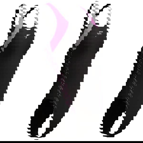 Black Speedo HyberBoom Splice Racerback Swimsuit with pink accents