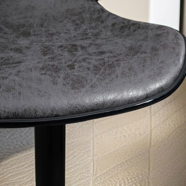 Rafaelo Mobilia Set Of 2 Height Adjustable 360 PU Leather Swivel Bar Stools Dark Grey