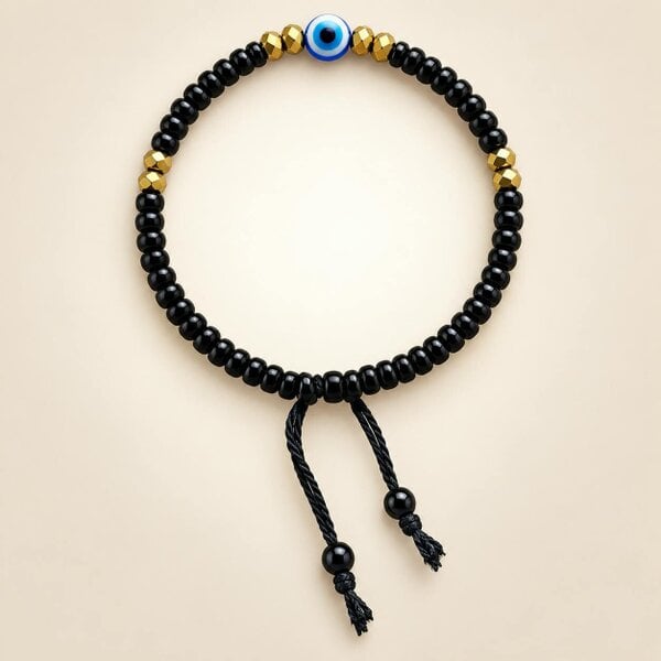 The Colourful Aura Nylon Thread Black Bead Evil Eye Nazaria Bracelet for Kids