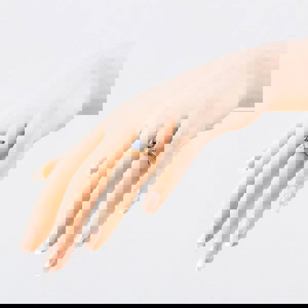 T. H. Baker 9ct Yellow Gold Emerald Cut Blue Cubic Zirconia Cluster Ring RBE047B