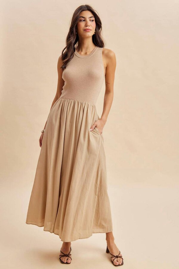 BALOU Womens Mixed Panel Midi Dress