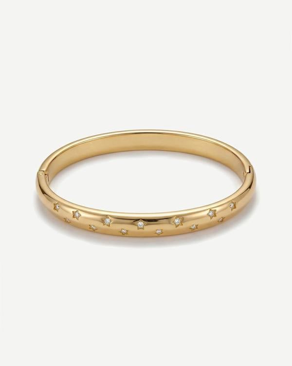 Elk & Bloom Chunky Gemstone Starlight 14K Gold Bangle