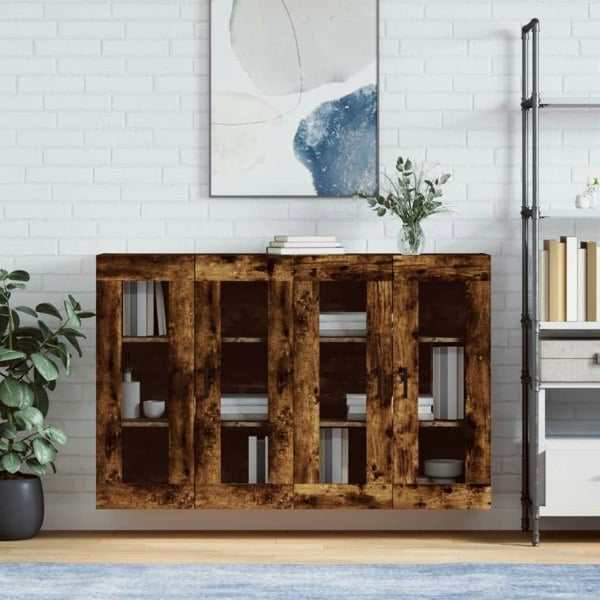 Berkfield Wall Mounted Cabinets 2 pcs Smoked Oak Engineered Wood