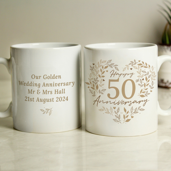 Personalised Memento Company Personalised 50th Golden Wedding Anniversary Mug