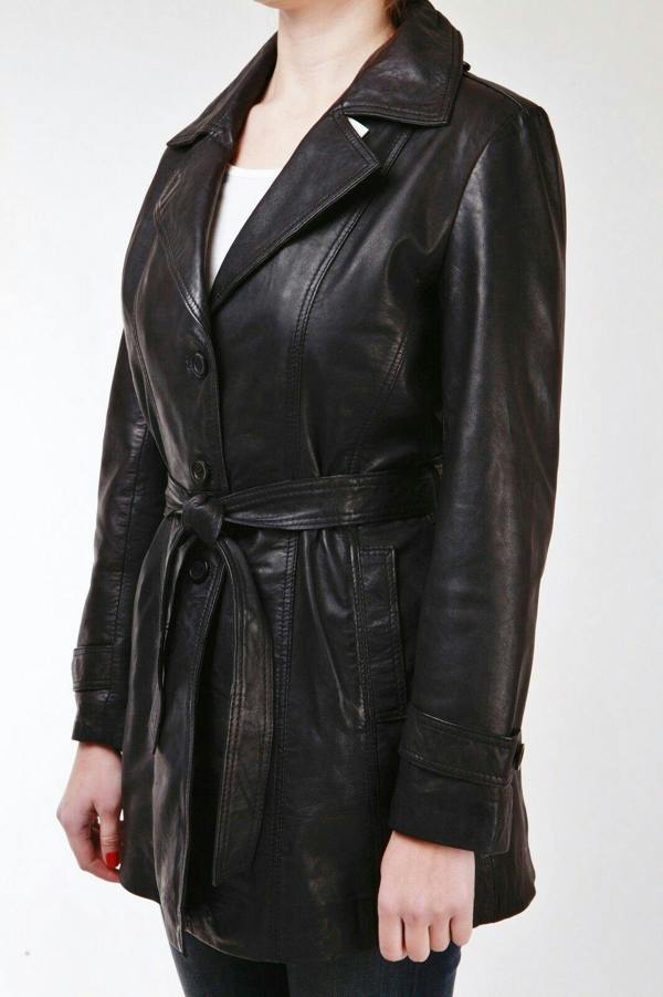 Infinity Leather Womens 3/4 Length Trench Coat-Ranchi