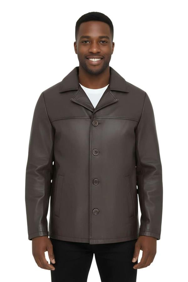 Infinity Leather Men’s 4 Button Italian Leather Blazer Jacket - Loxton
