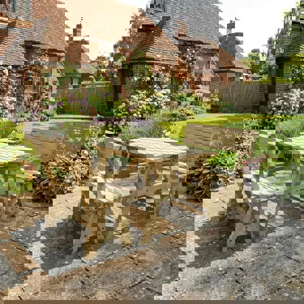 Arbor Garden Solutions Victoria Picnic Table and Benches Set With Backrest