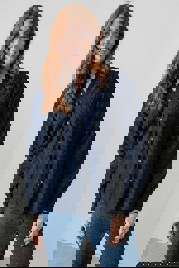 Wayfaring Textured Jacquard Blouse Navy | Lily and Me Clothing