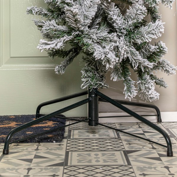 Samuel Alexander 8ft (2.52m) Slimline Single Door Artificial Snow Flocked Christmas Tree Arch in Green with 2000 Tips