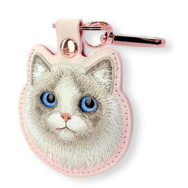 Nimmy Friends Nimmy Big Eye Cute Pet Ragdoll Cat Face Airtag Keychain Pink - N-XDY-YSK-07-D