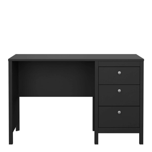 Wyld Haus Gossmere Matt Black Office Desk 3 Drawers