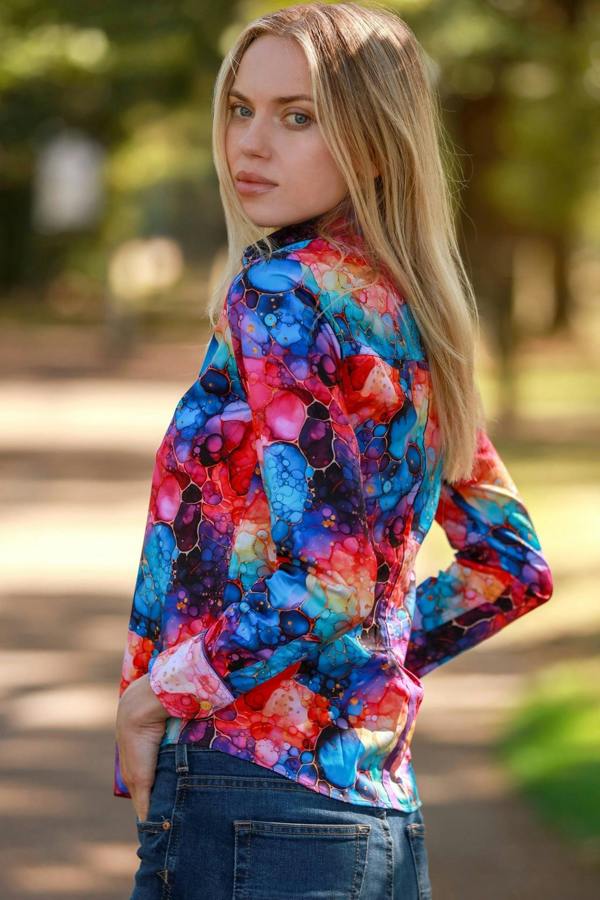 PSYCHEDELIC BUBBLES WOMENS PRINT SHIRT - Premium Men's Patterned Shirt by Claudio Lugli | Bold Design, Tailored Fit, Best Printed Shirts