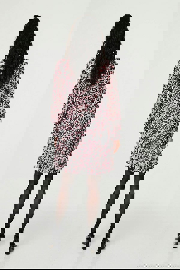 Pink | Polka Dot Long Sleeve Short Dress
