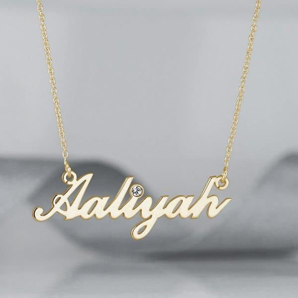 Christopher James of London 9ct Yellow Gold Carrie Style Personalised Name Necklace With Diamond