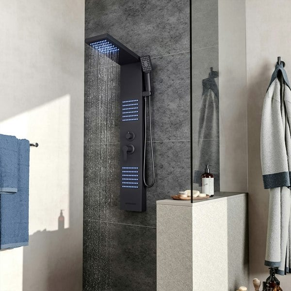 LED Lights Shower Panel 4 Function Wall Mount Shower System Bathroom Shower Living and Home