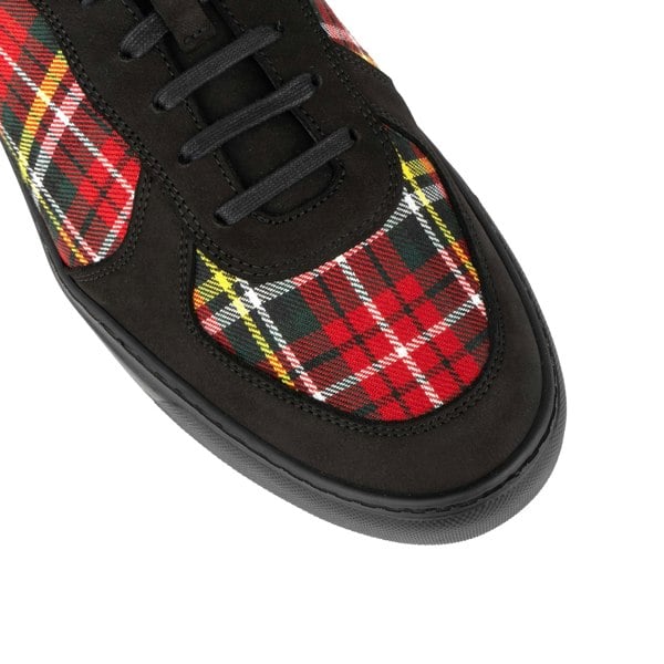 Embassy London Strada - Black & Red Tartan - Men's Tartan Leather & Suede Trainer