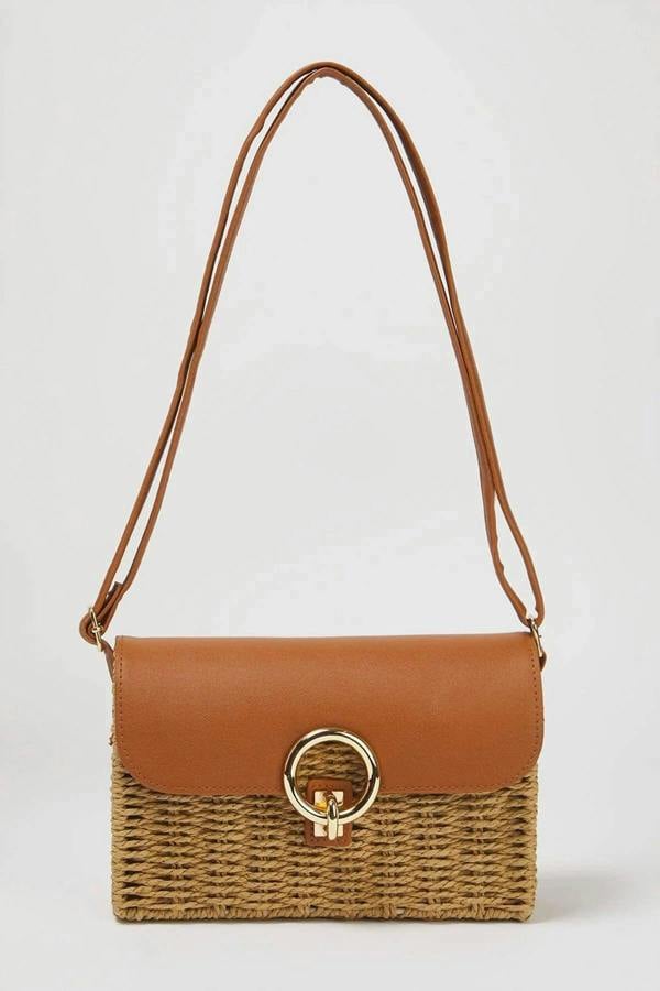 WOVCOR Straw Contrast Women's Small Shoulder Bag
