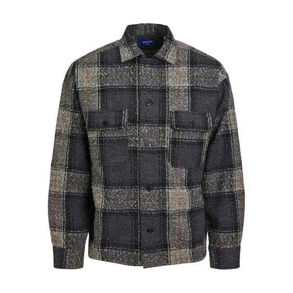 Jack And Jones Mens Bouclé Regular Long-Sleeved Shirt - Iron Gate - 
