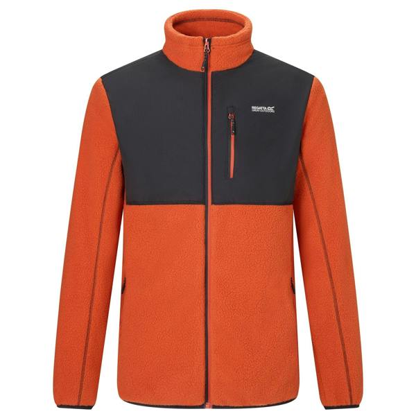 Regatta Mens Morran Water Resistant Full Zip Fleece Jacket - Rooibos Tea/Black - 