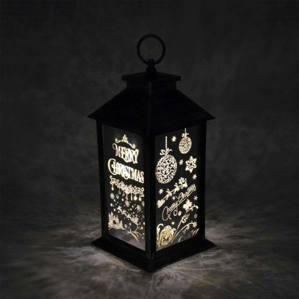 14cm Rustic Silver LED Christmas Lantern with Warm White Lights and PVC Finish image 9
