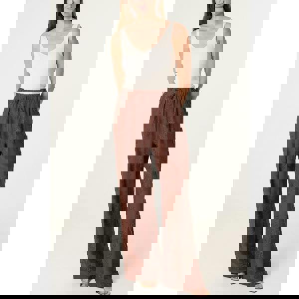 Blue Vanilla Embroidered Pattern Wide-Leg Trousers