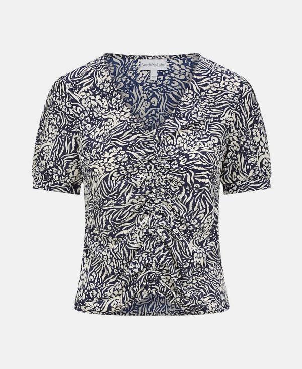 ROUCHE V-NECK TOP ANIMAL Front