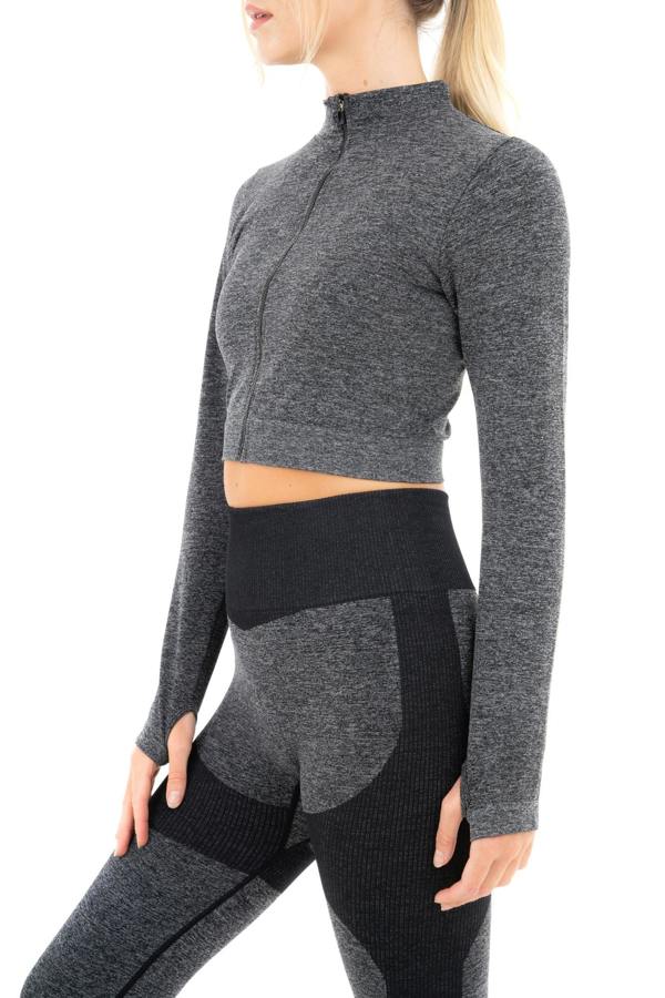 Smart Living Women's Seamless Ribbed Marl Jacket - Black