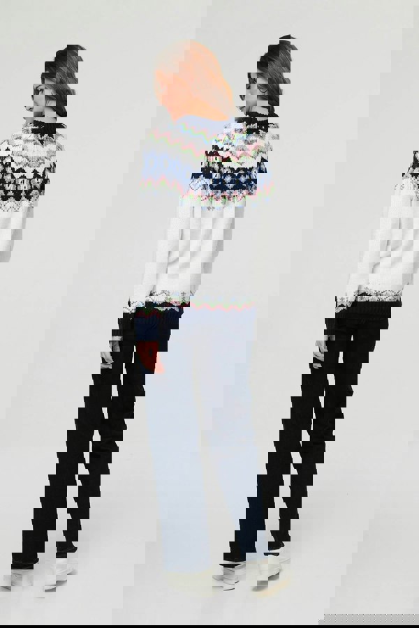 White | Fairisle Print Long Sleeve Jumper
