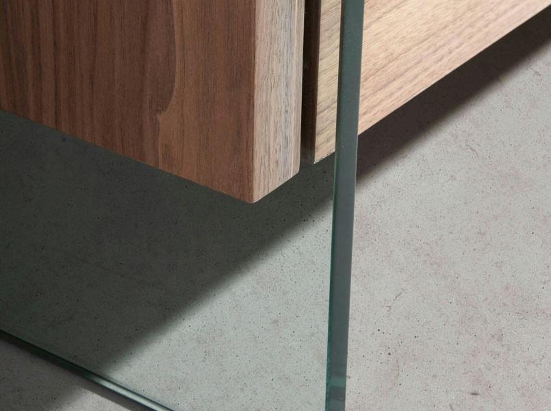 Angel Cerdá Walnut and Tempered Glass Sideboard 3086
