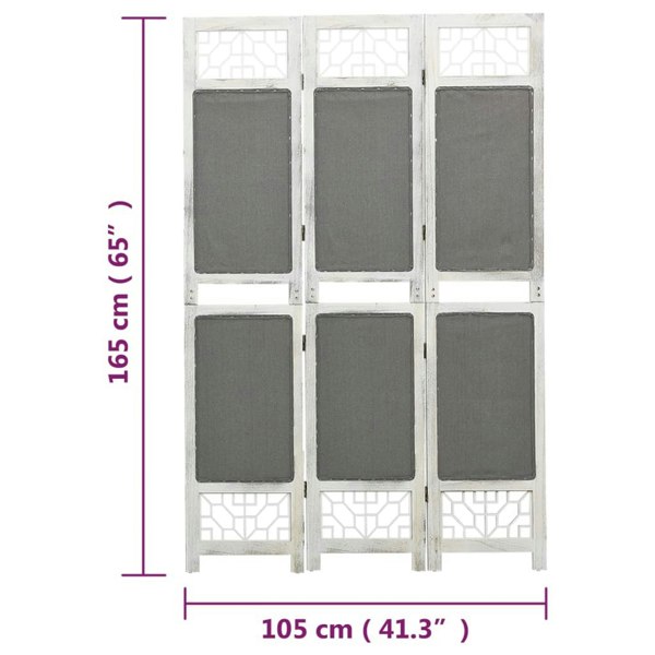 Berkfield 3-Panel Room Divider Grey 105x165 cm Fabric