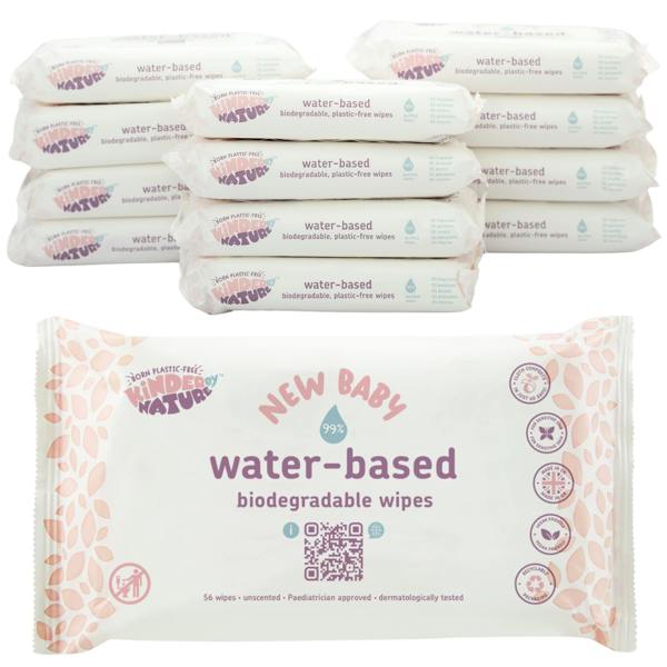 Kinder by Nature Water-Based Baby Wipes - 56 wipes x 12 packs
