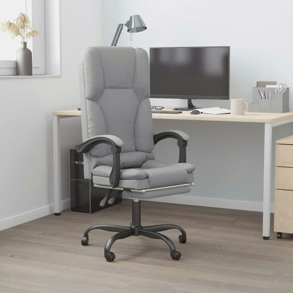 Berkfield Massage Reclining Office Chair Light Grey Fabric