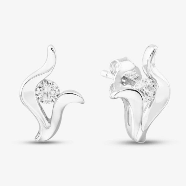 T. H. Baker Silver Cubic Zirconia Fancy Swirl Stud Earrings CE5517