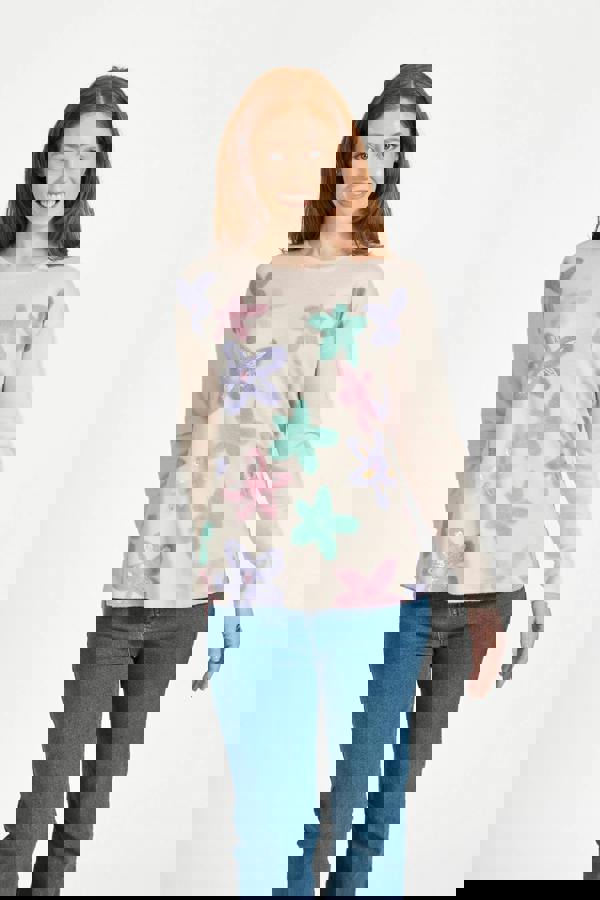 Mudflower Large Floral Print Lightweight Knit Jumper