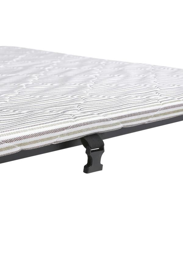 Living and Home Foldable Metal Framed Bed with Mattress and Wheels