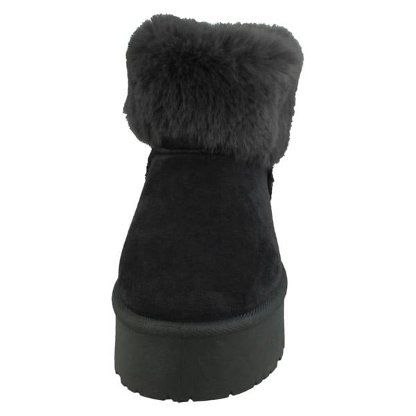 Spot On Ladies Spot On Platform Comfy Ankle Boots with Faux Fur Collar F4463