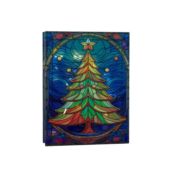 Samuel Alexander 28cm Battery Operated Light up Christmas Tree Stained Glass Decoration with LEDs